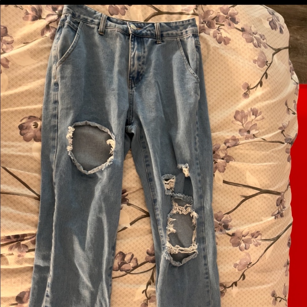 Baggy Distressed Blue Jeans